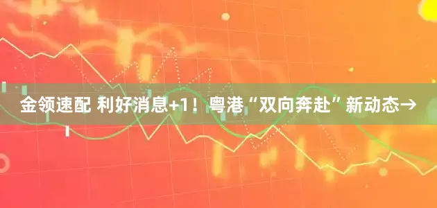 金領(lǐng)速配 利好消息+1！粵港“雙向奔赴”新動態(tài)→