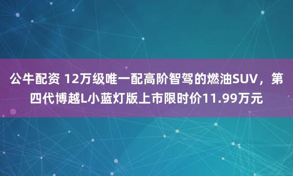 公牛配資 12萬(wàn)級(jí)唯一配高階智駕的燃油SUV，第四代博越L小藍(lán)燈版上市限時(shí)價(jià)11.99萬(wàn)元